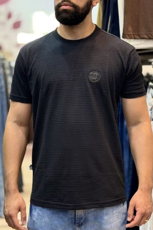 Camiseta Preta Gola Redonda Gangster - Ellen Modas